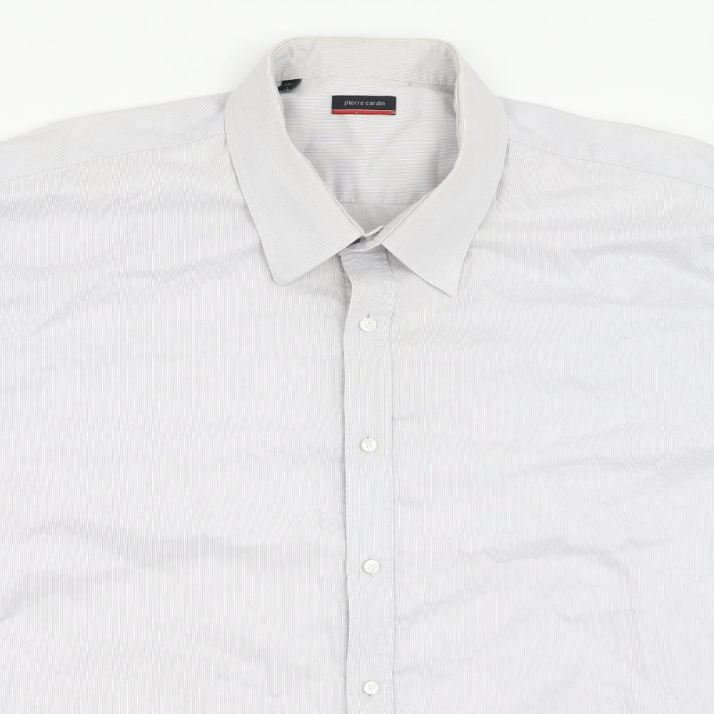 Pierre Cardin Mens Blue Striped Cotton  Button-Up Size 2XL Collared