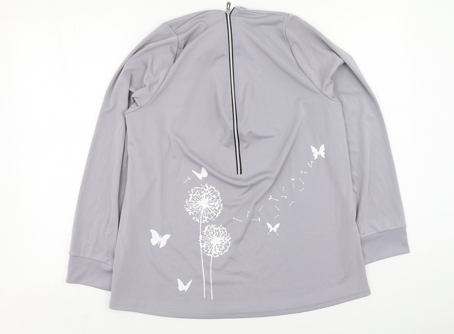 Preworn Womens Grey  Polyester Basic Blouse Size L Round Neck