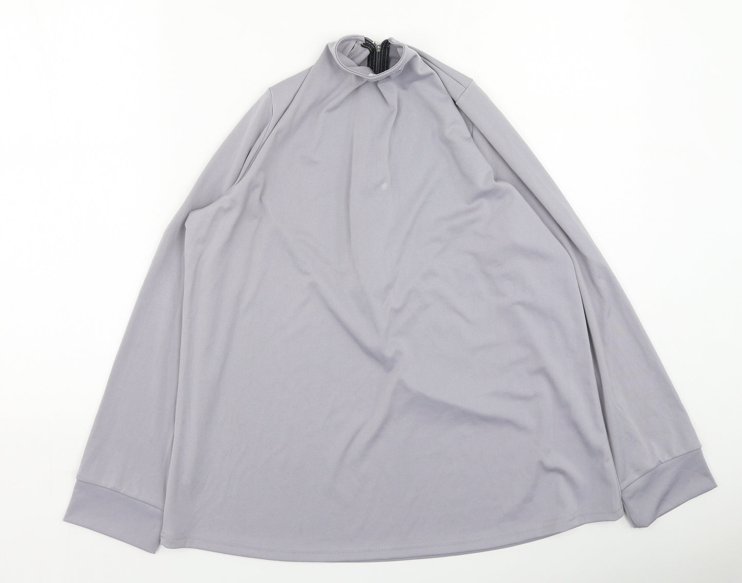 Preworn Womens Grey  Polyester Basic Blouse Size L Round Neck