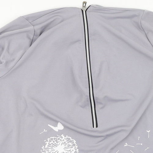 Preworn Womens Grey  Polyester Basic Blouse Size L Round Neck