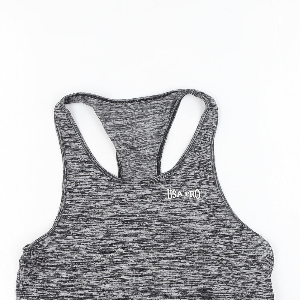 USA Pro Girls Grey  Nylon Basic T-Shirt Size 13 Years Round Neck