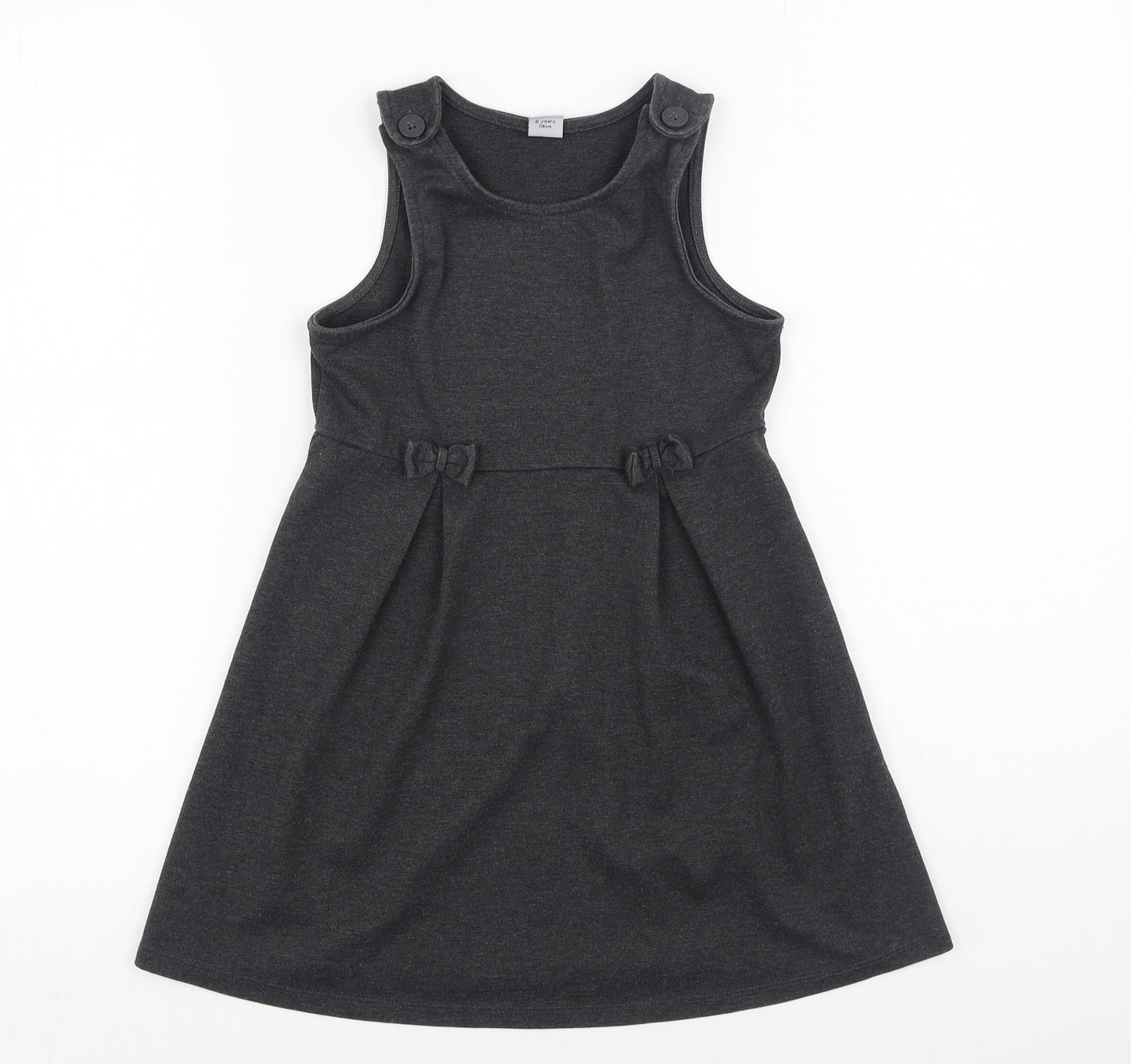 TU Girls Grey  Polyester Fit & Flare  Size 6 Years  Round Neck