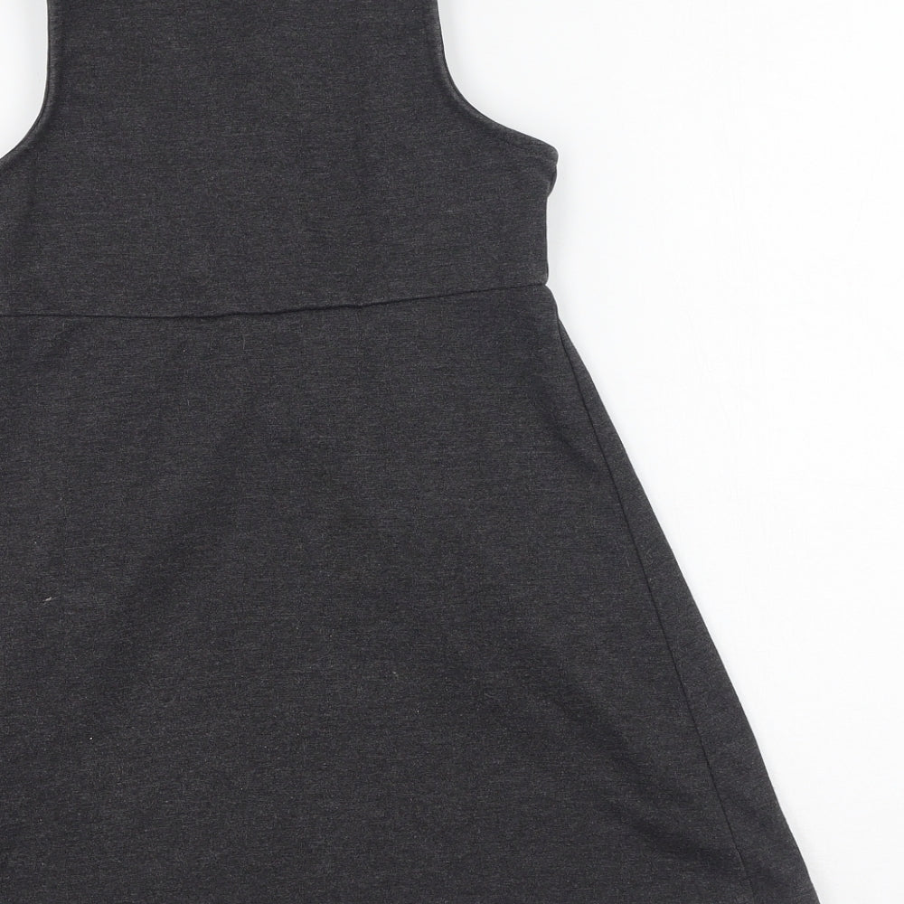 TU Girls Grey  Polyester Fit & Flare  Size 6 Years  Round Neck