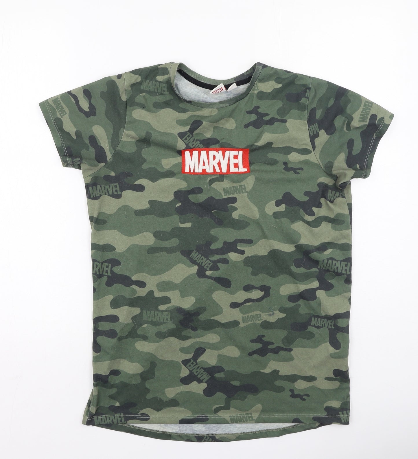 Marvel Boys Multicoloured Camouflage Polyester Basic T-Shirt Size 13-14 Years Round Neck  - Marvel