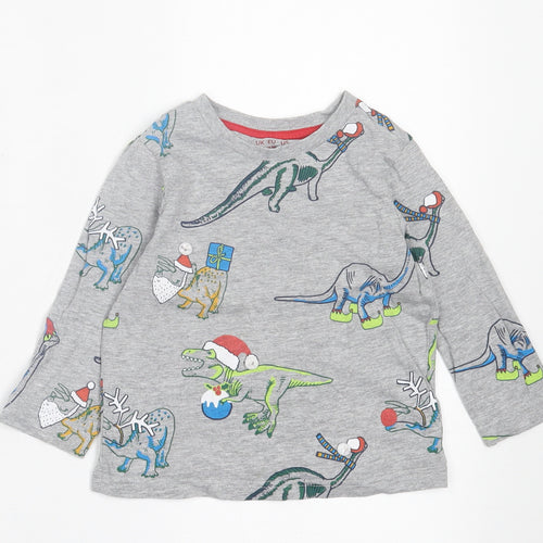 F&F Baby Grey Geometric Cotton Basic Casual Size 18-24 Months Collared Pullover - Christmas Print