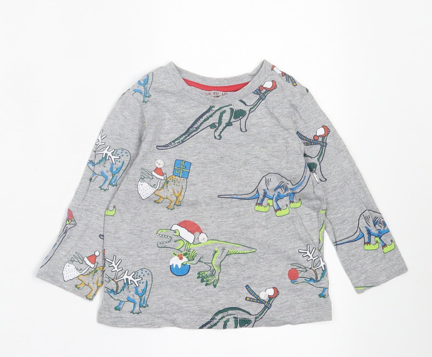 F&F Baby Grey Geometric Cotton Basic Casual Size 18-24 Months Collared Pullover - Christmas Print