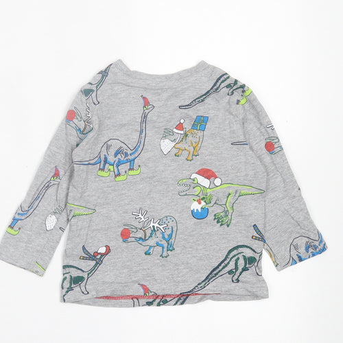 F&F Baby Grey Geometric Cotton Basic Casual Size 18-24 Months Collared Pullover - Christmas Print
