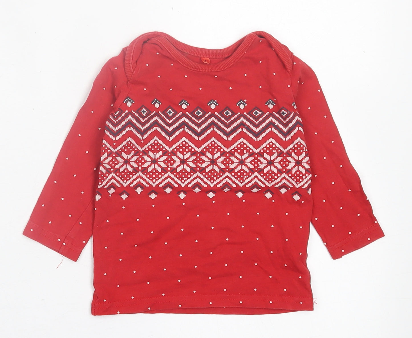 George Baby Red Geometric Cotton Basic Casual Size 9-12 Months Crew Neck Pullover