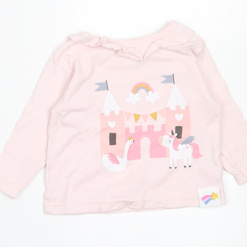 Watch Me Grow Girls Pink  Cotton Basic Casual Size 0-3 Months Crew Neck Pullover