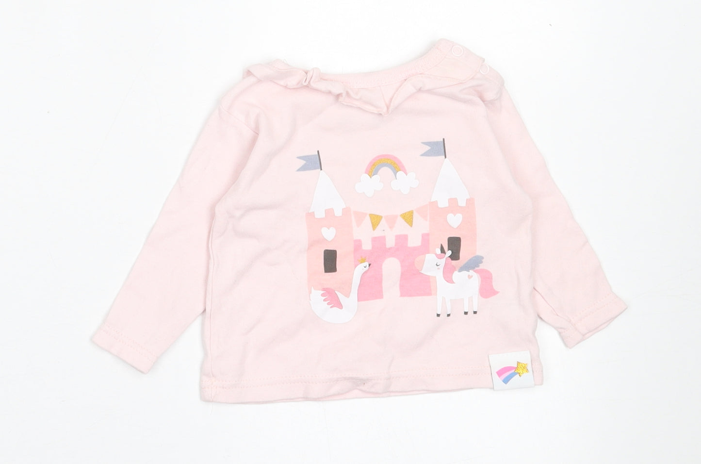 Watch Me Grow Girls Pink  Cotton Basic Casual Size 0-3 Months Crew Neck Pullover