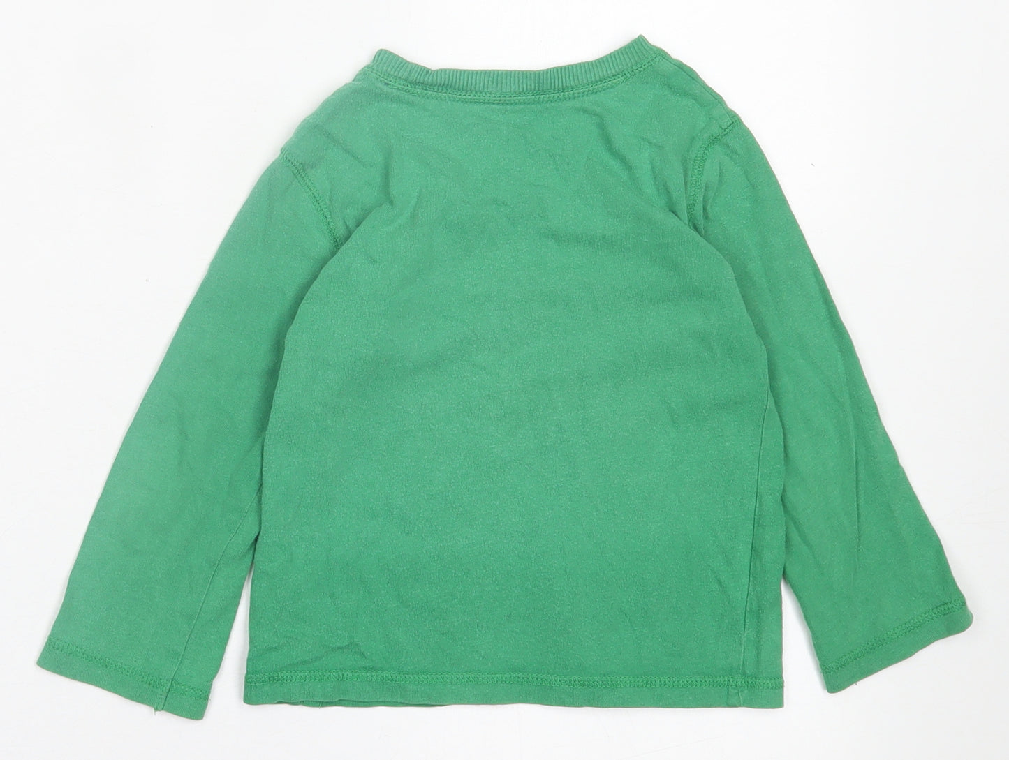 Preworn Boys Green  Cotton Basic Casual Size 3 Years Crew Neck Pullover