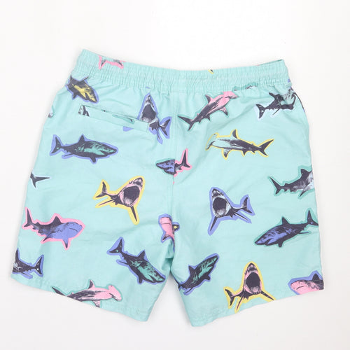 Marks and Spencer Boys Blue Geometric Polyester Sweat Shorts Size 12-13 Years  Regular Tie