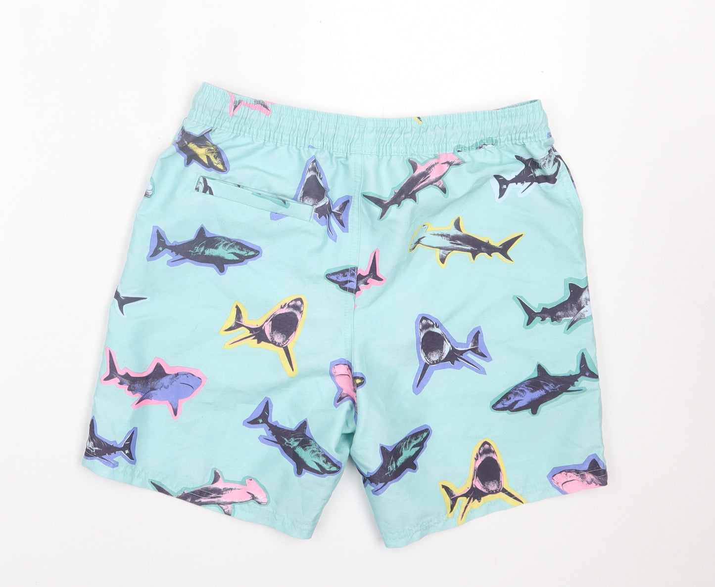 Marks and Spencer Boys Blue Geometric Polyester Sweat Shorts Size 12-13 Years  Regular Tie