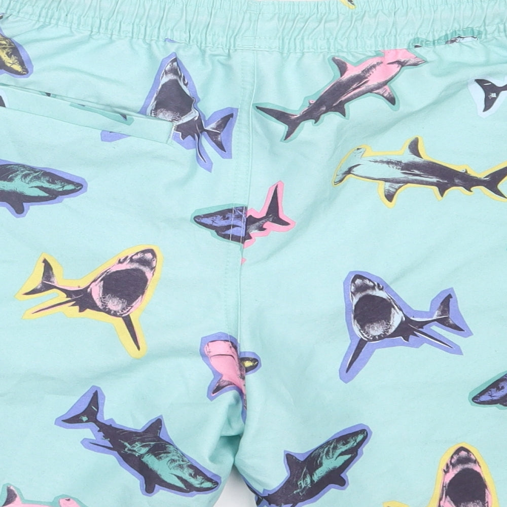 Marks and Spencer Boys Blue Geometric Polyester Sweat Shorts Size 12-13 Years  Regular Tie