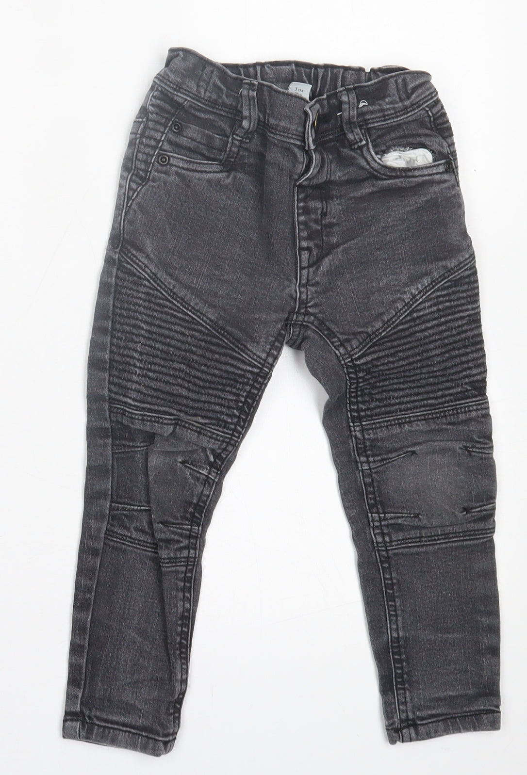 TU Boys Black  Cotton Skinny Jeans Size 3 Years  Regular Button