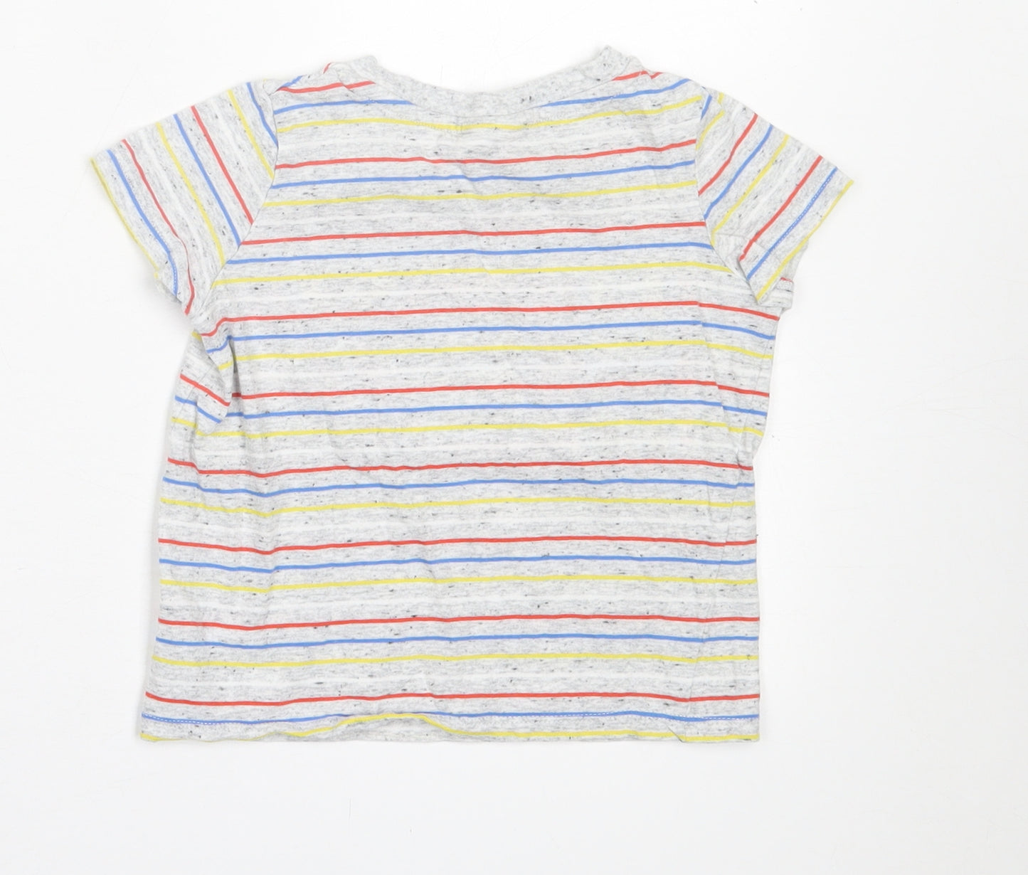 Seed Boys Multicoloured Striped Cotton Basic T-Shirt Size 3 Years Crew Neck Pullover
