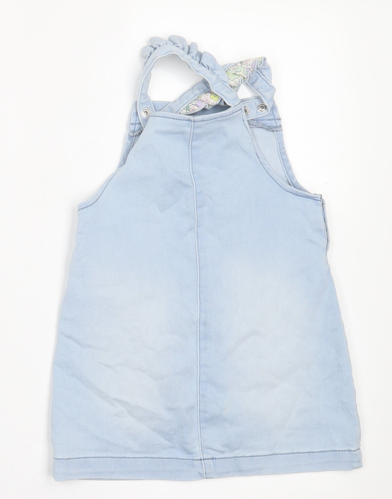 geprge Girls Beige Floral Cotton Pinafore/Dungaree Dress  Size 2-3 Years  Square Neck Button