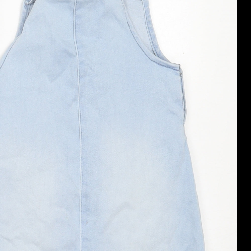 geprge Girls Beige Floral Cotton Pinafore/Dungaree Dress  Size 2-3 Years  Square Neck Button