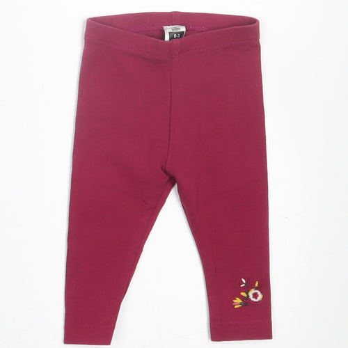 Dunnes Stores Girls Purple Floral Cotton Capri Trousers Size 0-3 Months  Pullover