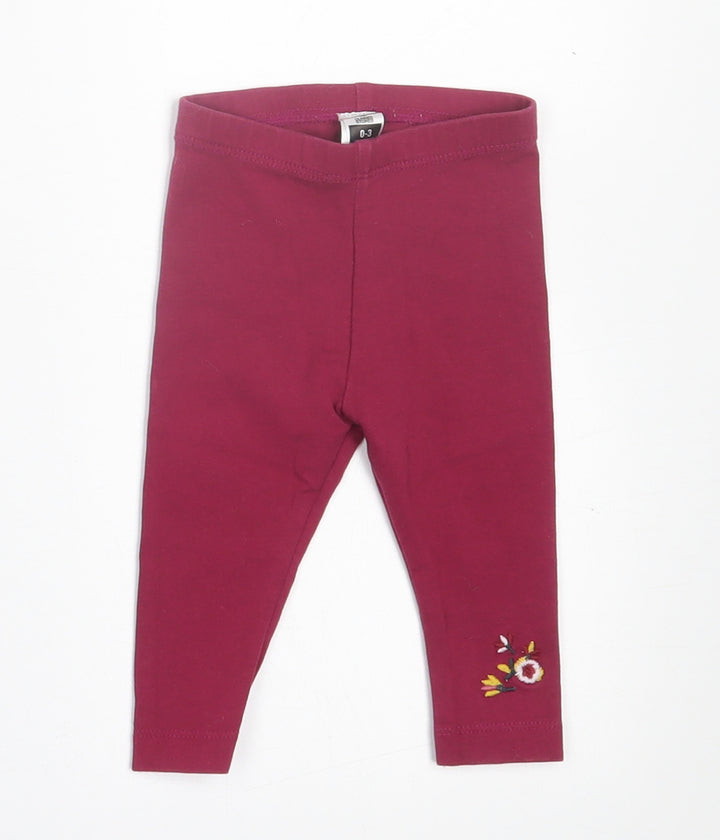 Dunnes Stores Girls Purple Floral Cotton Capri Trousers Size 0-3 Months Pullover