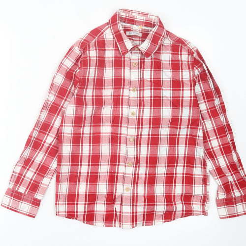 Indigo Boys Red Plaid Cotton Basic Button-Up Size 11 Years Collared Button