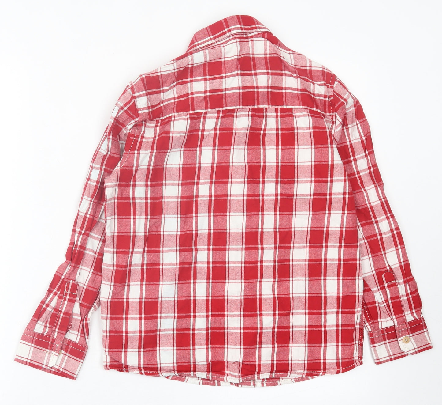 Indigo Boys Red Plaid Cotton Basic Button-Up Size 11 Years Collared Button