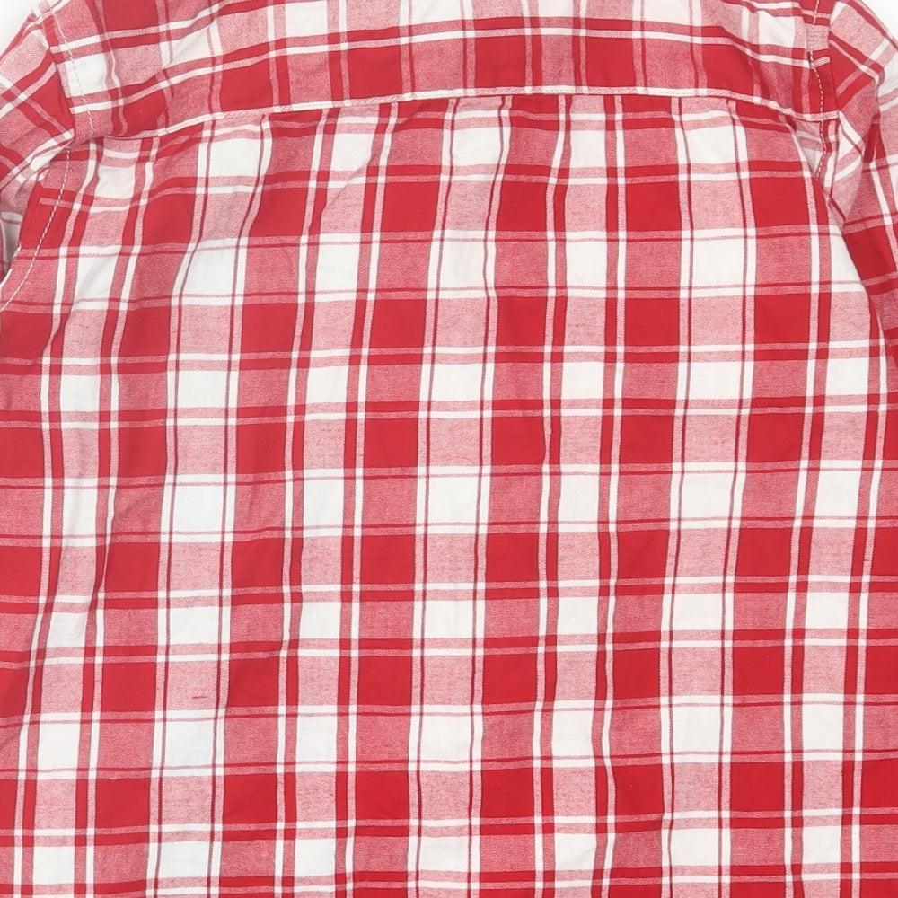 Indigo Boys Red Plaid Cotton Basic Button-Up Size 11 Years Collared Button