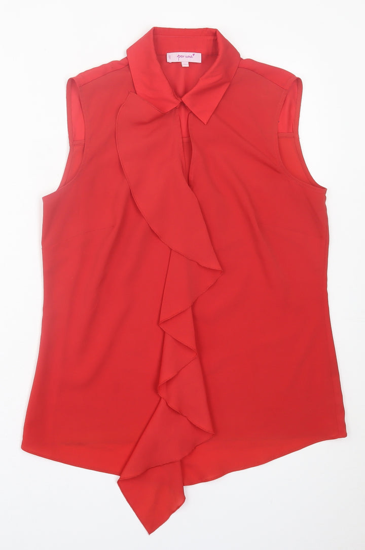 Per Una Womens Red Polyester Basic Tank Size 12 Collared