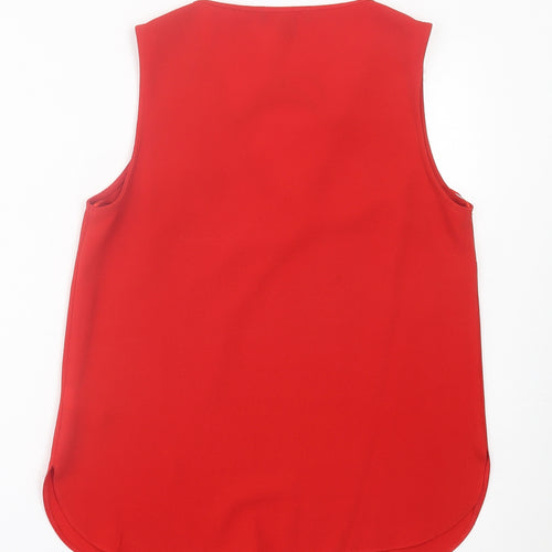 Atmosphere Womens Red  Polyester Basic Tank Size 10 V-Neck