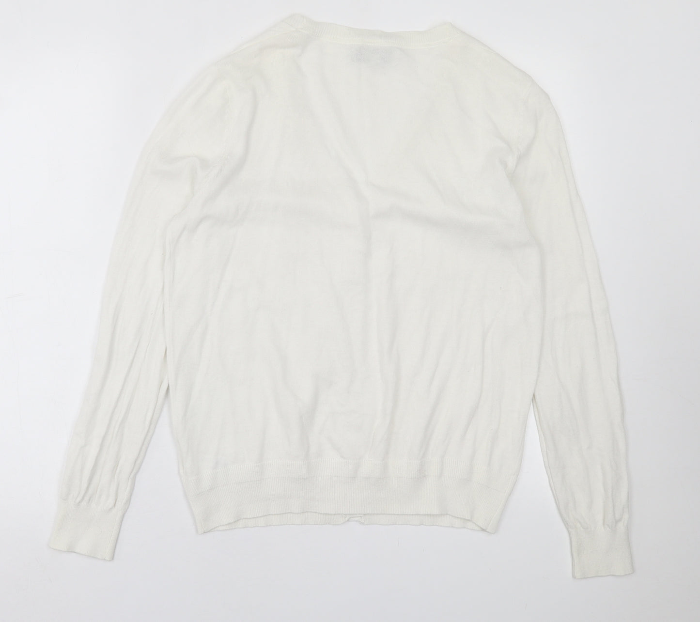 NEXT Womens White V-Neck  Cotton Cardigan Jumper Size 12