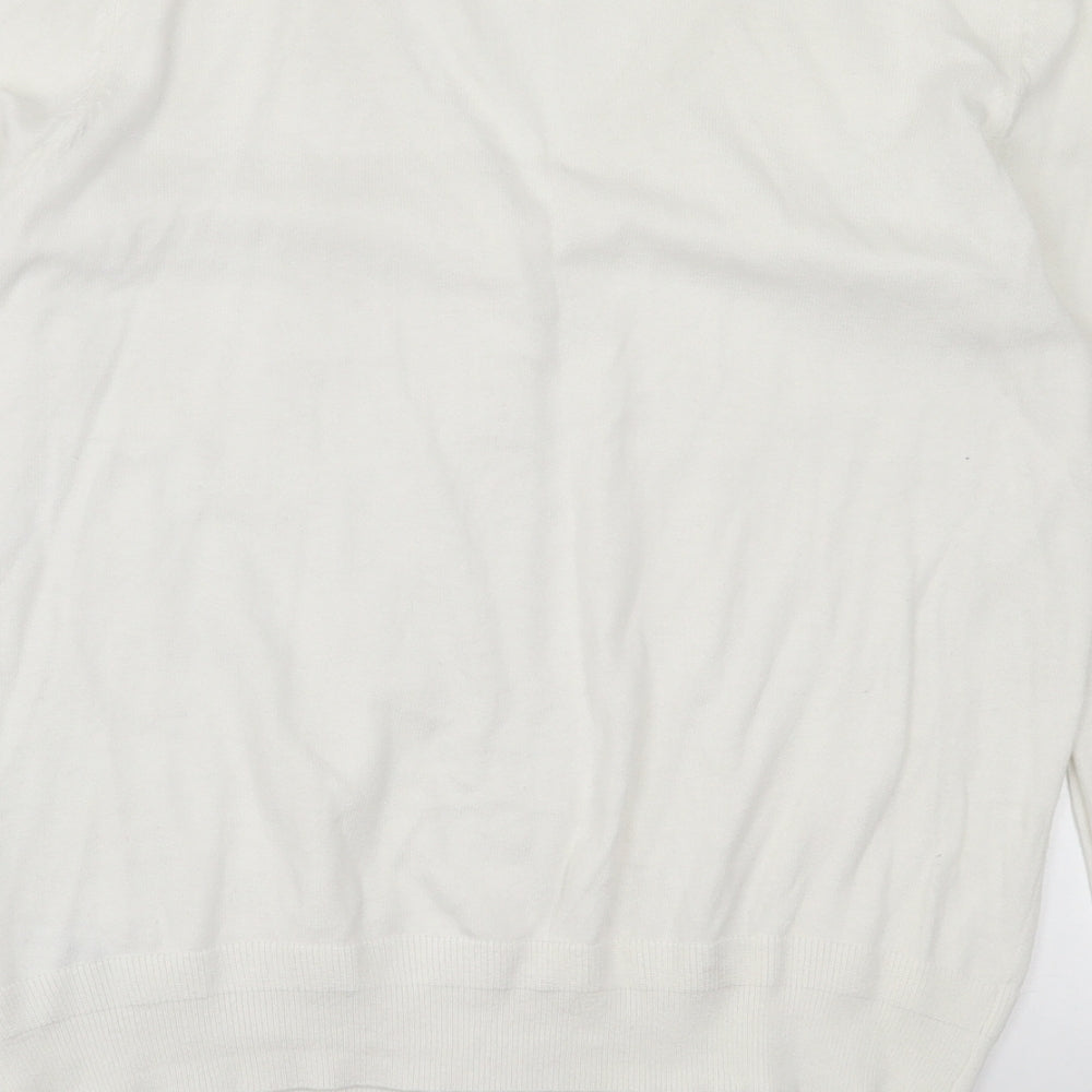 NEXT Womens White V-Neck  Cotton Cardigan Jumper Size 12