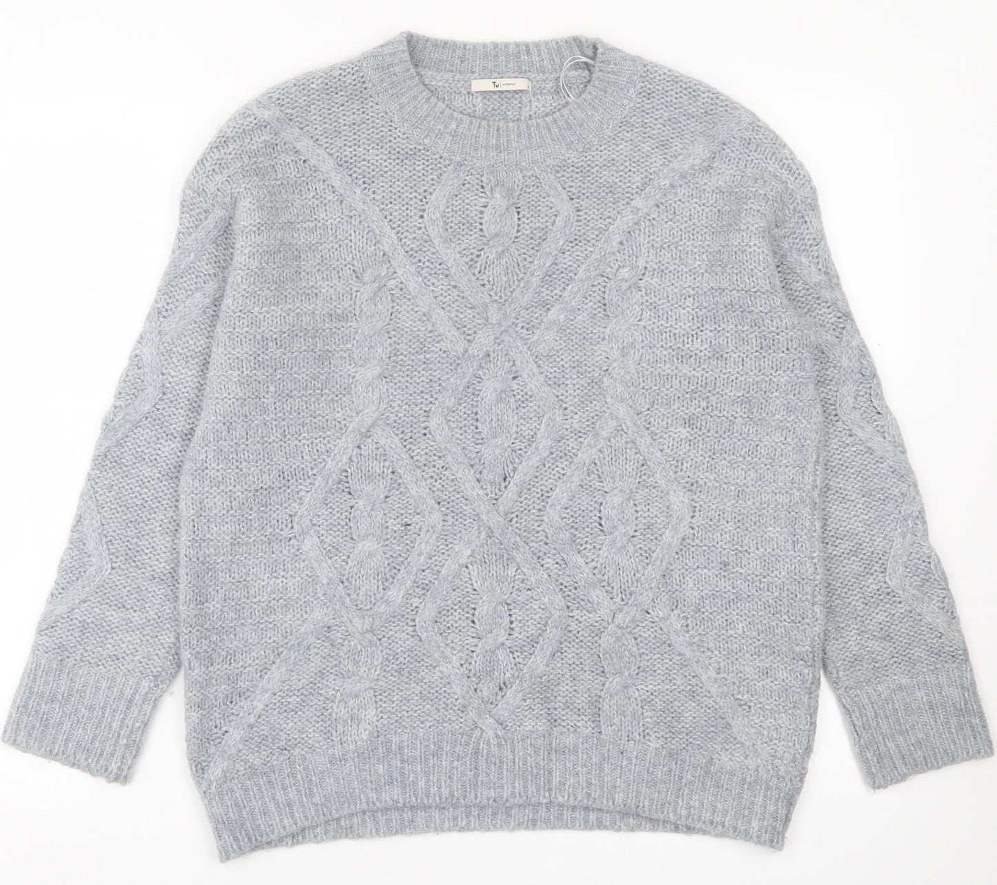 TU Womens Grey Crew Neck  Acrylic Pullover Jumper Size 10