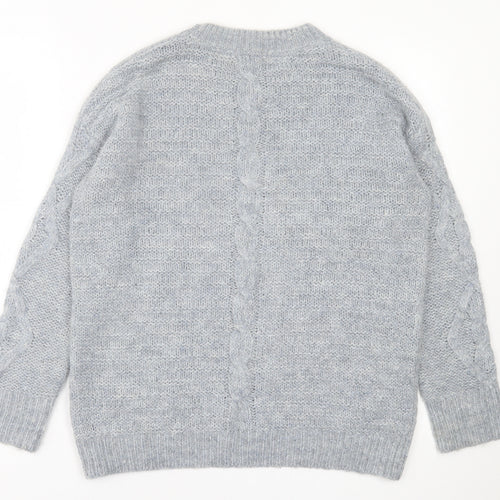 TU Womens Grey Crew Neck  Acrylic Pullover Jumper Size 10