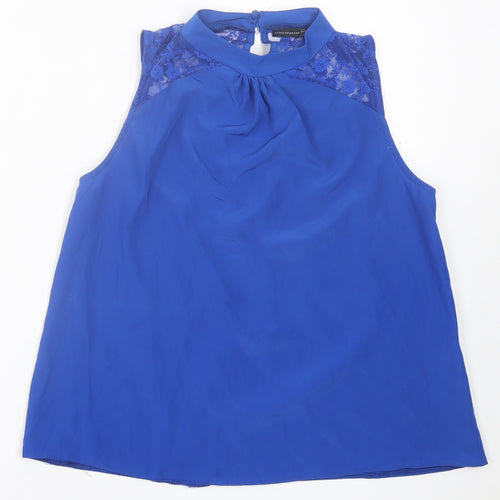 Marks and Spencer Womens Blue  Polyester Basic Tank Size 10 Crew Neck