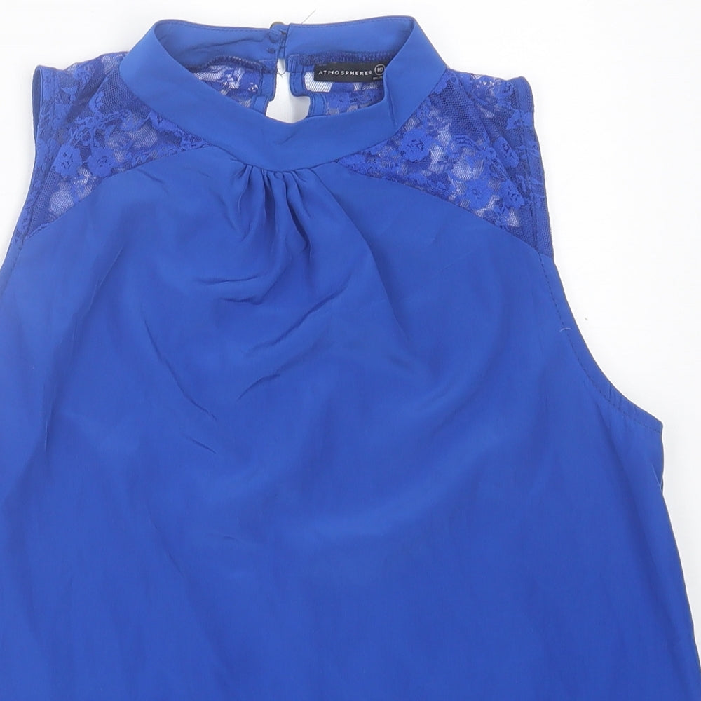 Marks and Spencer Womens Blue  Polyester Basic Tank Size 10 Crew Neck