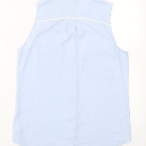 H&M Womens Blue  Polyester Basic Button-Up Size 6 V-Neck