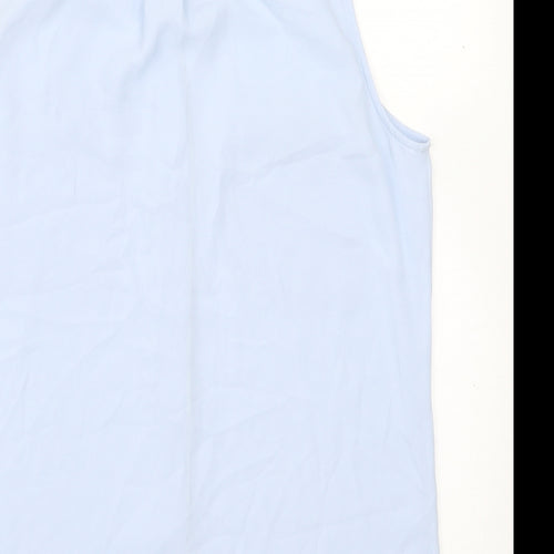 H&M Womens Blue  Polyester Basic Button-Up Size 6 V-Neck