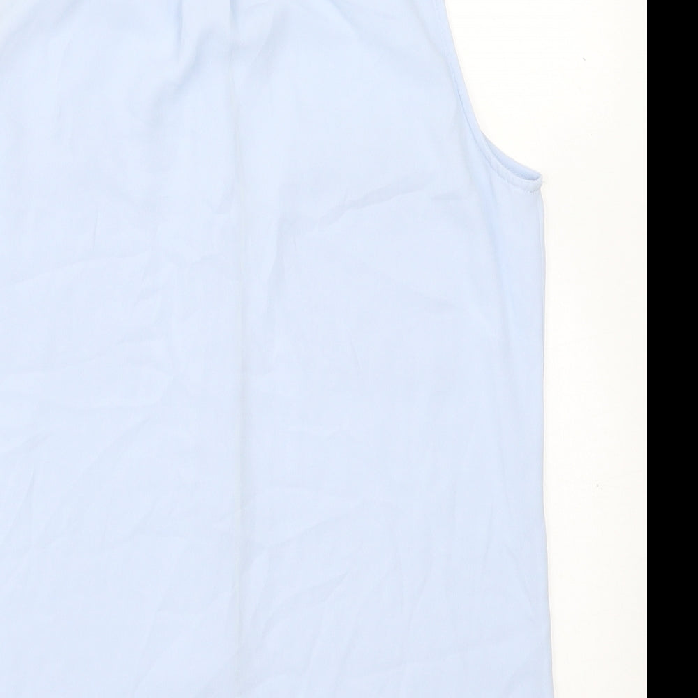 H&M Womens Blue  Polyester Basic Button-Up Size 6 V-Neck
