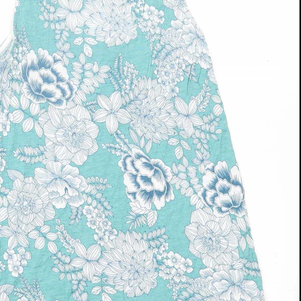 Dorothy Perkins Womens Green Floral Viscose Basic Tank Size 8 Scoop Neck