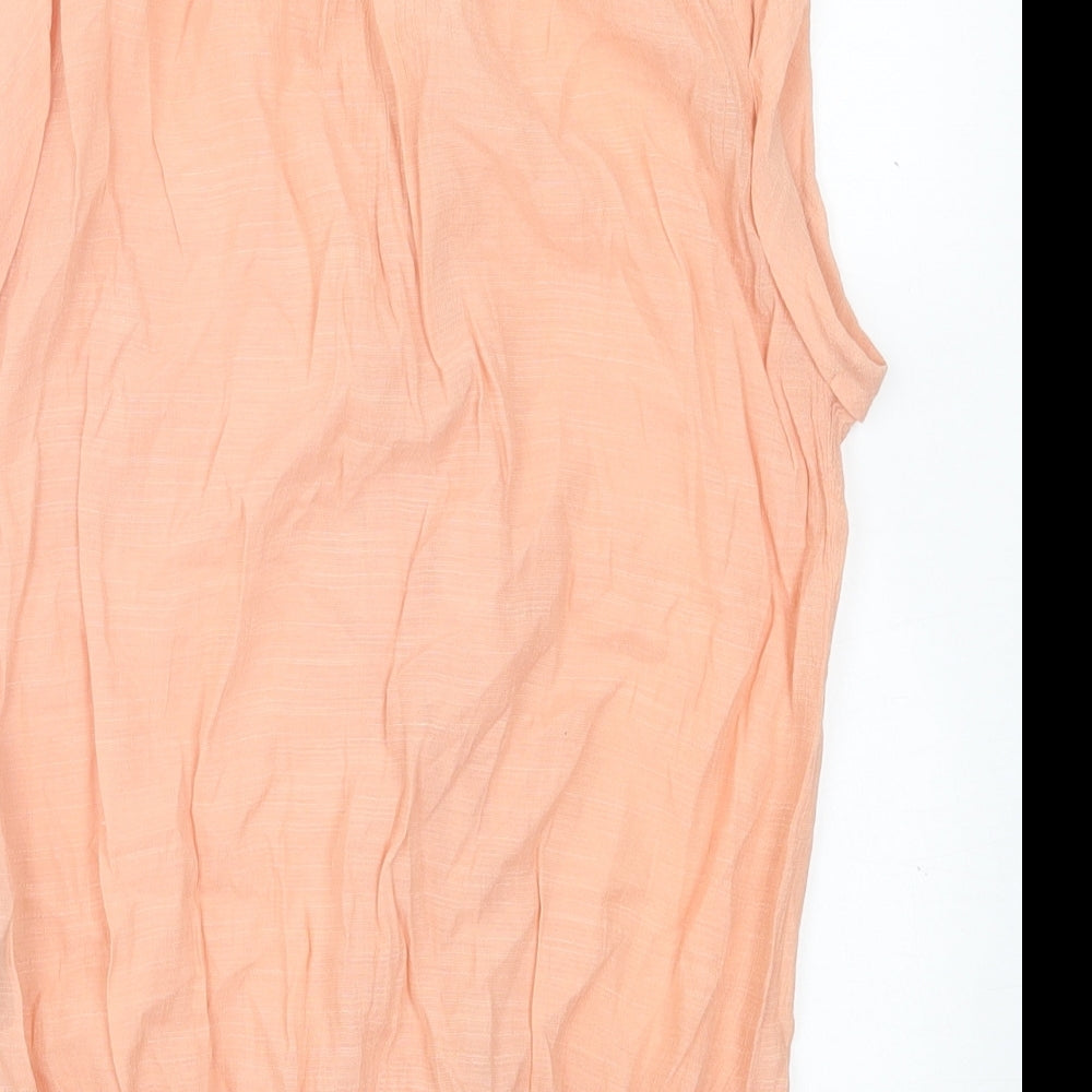 Pearl Womens Pink  Cotton Basic Button-Up Size S V-Neck