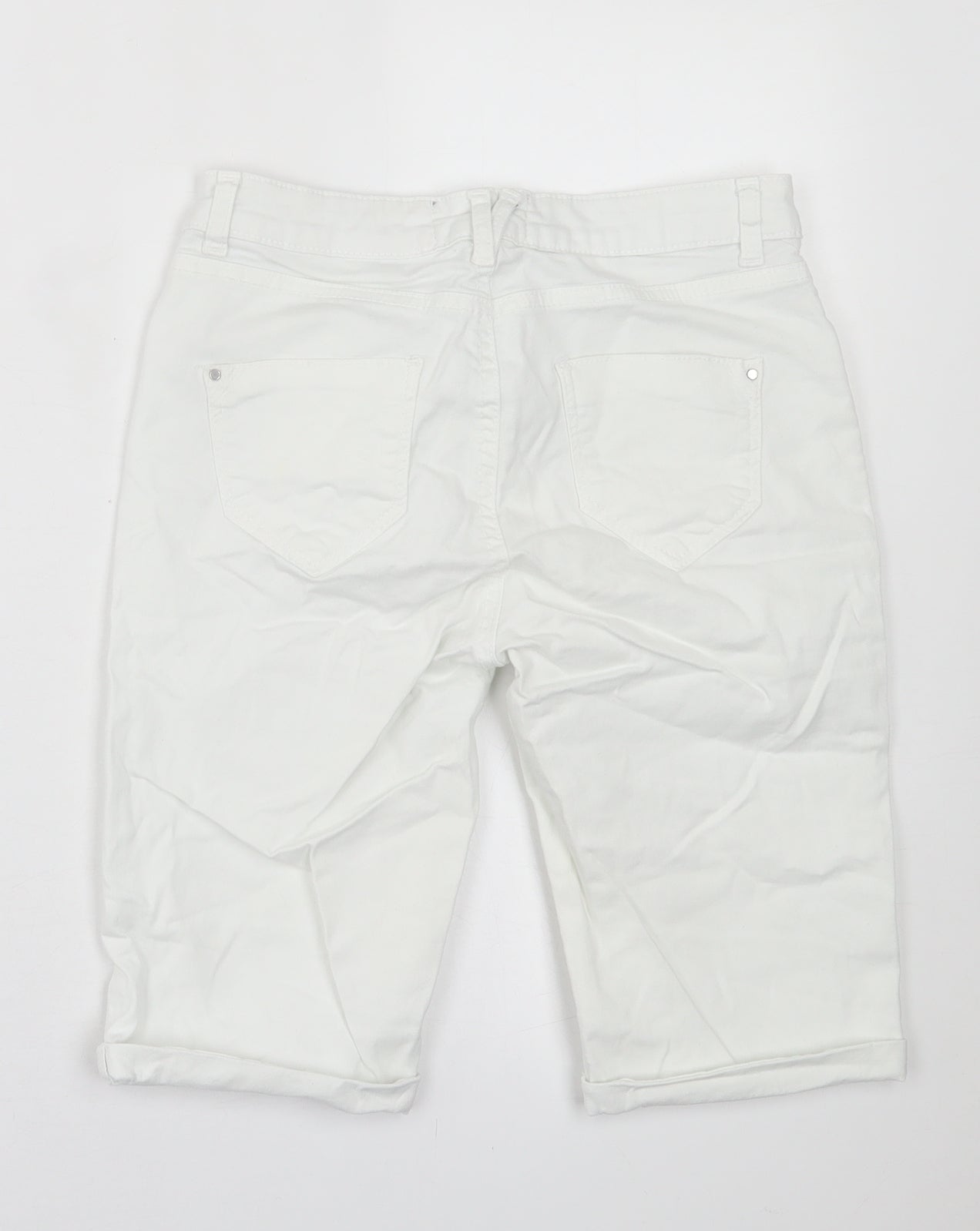 Dorothy Perkins Womens White  Camel Bermuda Shorts Size 8 L10 in Regular Button