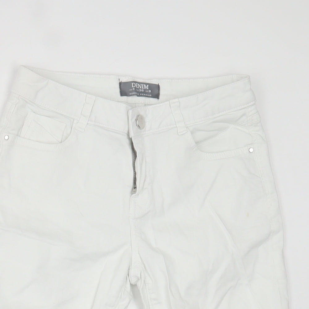 Dorothy Perkins Womens White  Camel Bermuda Shorts Size 8 L10 in Regular Button