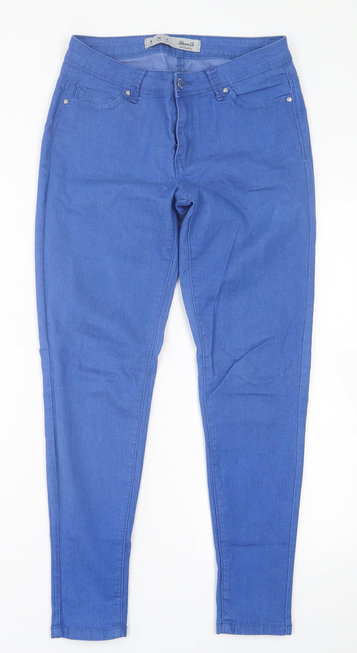 Denim & Co. Womens Blue Cotton Skinny Jeans Size 8 L27 in Regular Button