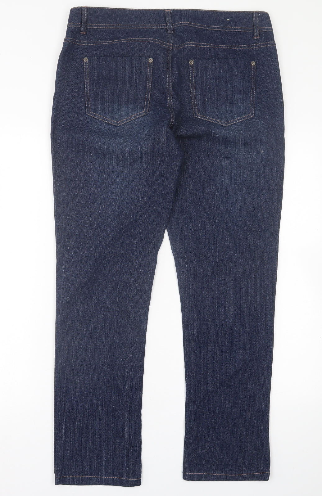 24/7 Authentic Denim Womens Blue  Cotton Straight Jeans Size 14 L29 in Regular Button