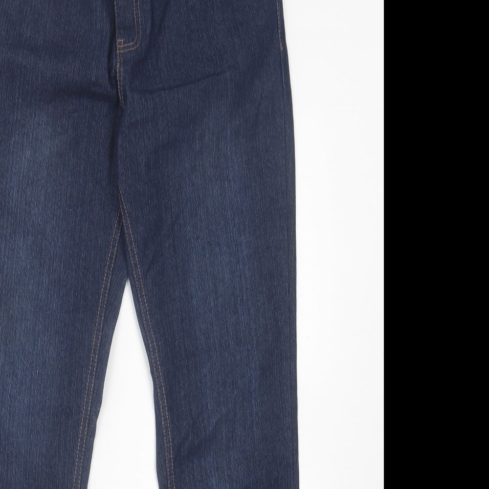 24/7 Authentic Denim Womens Blue  Cotton Straight Jeans Size 14 L29 in Regular Button