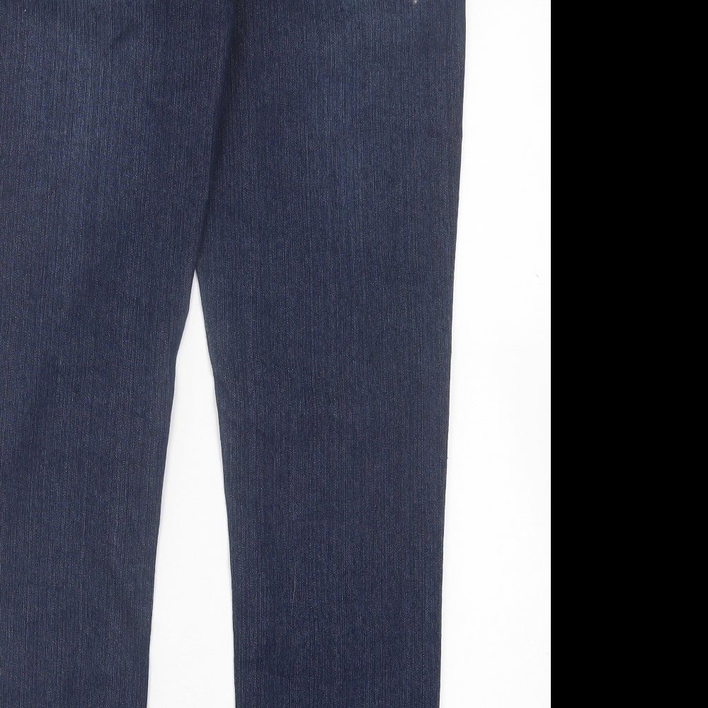 24/7 Authentic Denim Womens Blue  Cotton Straight Jeans Size 14 L29 in Regular Button