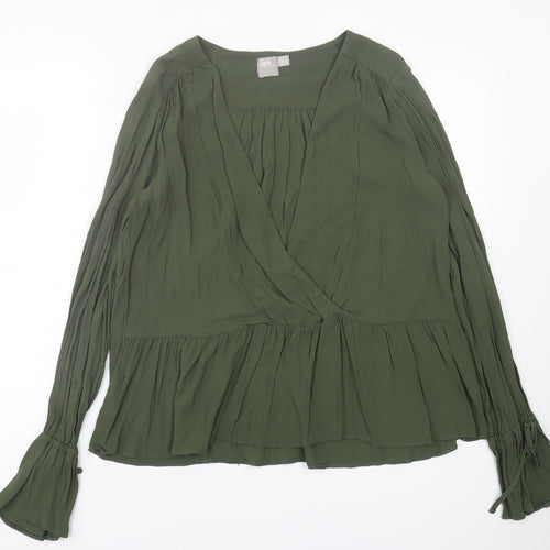 ASOS Womens Green  Viscose Basic Blouse Size 12 V-Neck