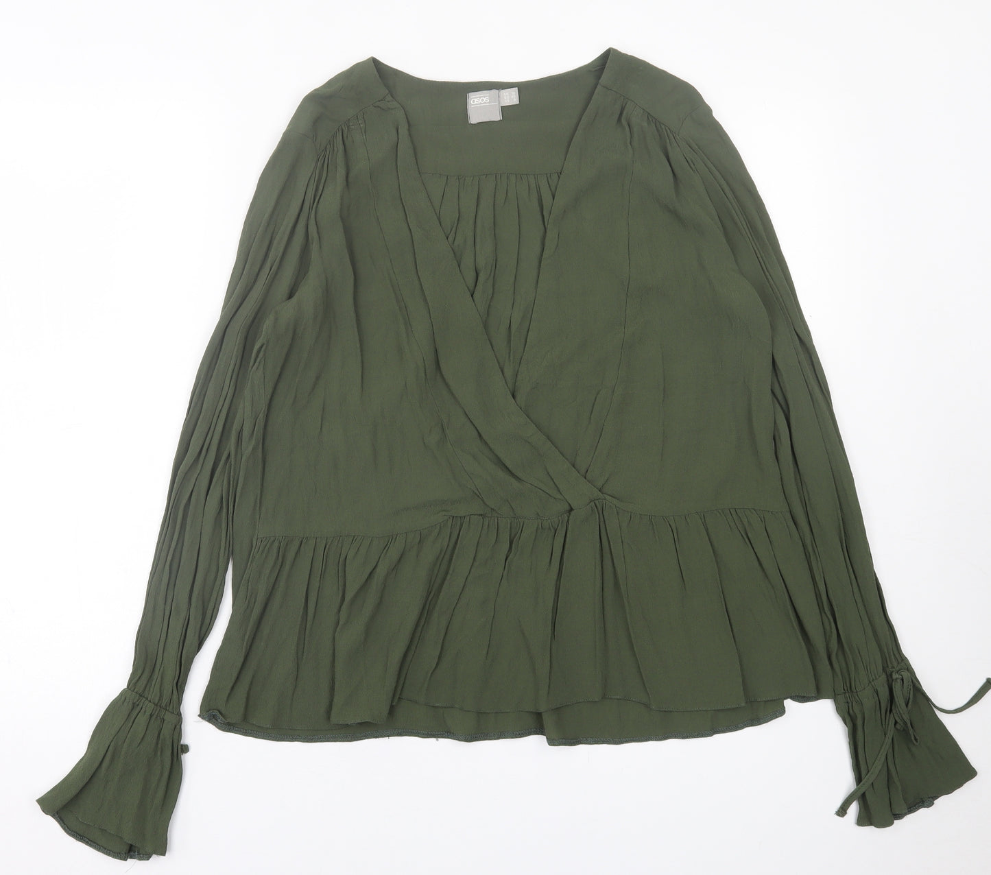 ASOS Womens Green  Viscose Basic Blouse Size 12 V-Neck