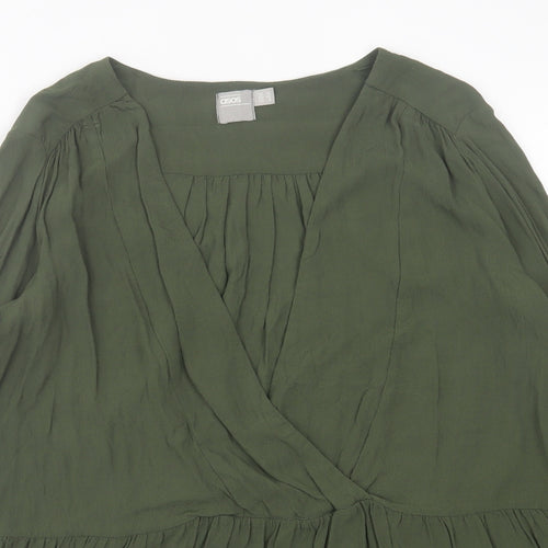 ASOS Womens Green  Viscose Basic Blouse Size 12 V-Neck