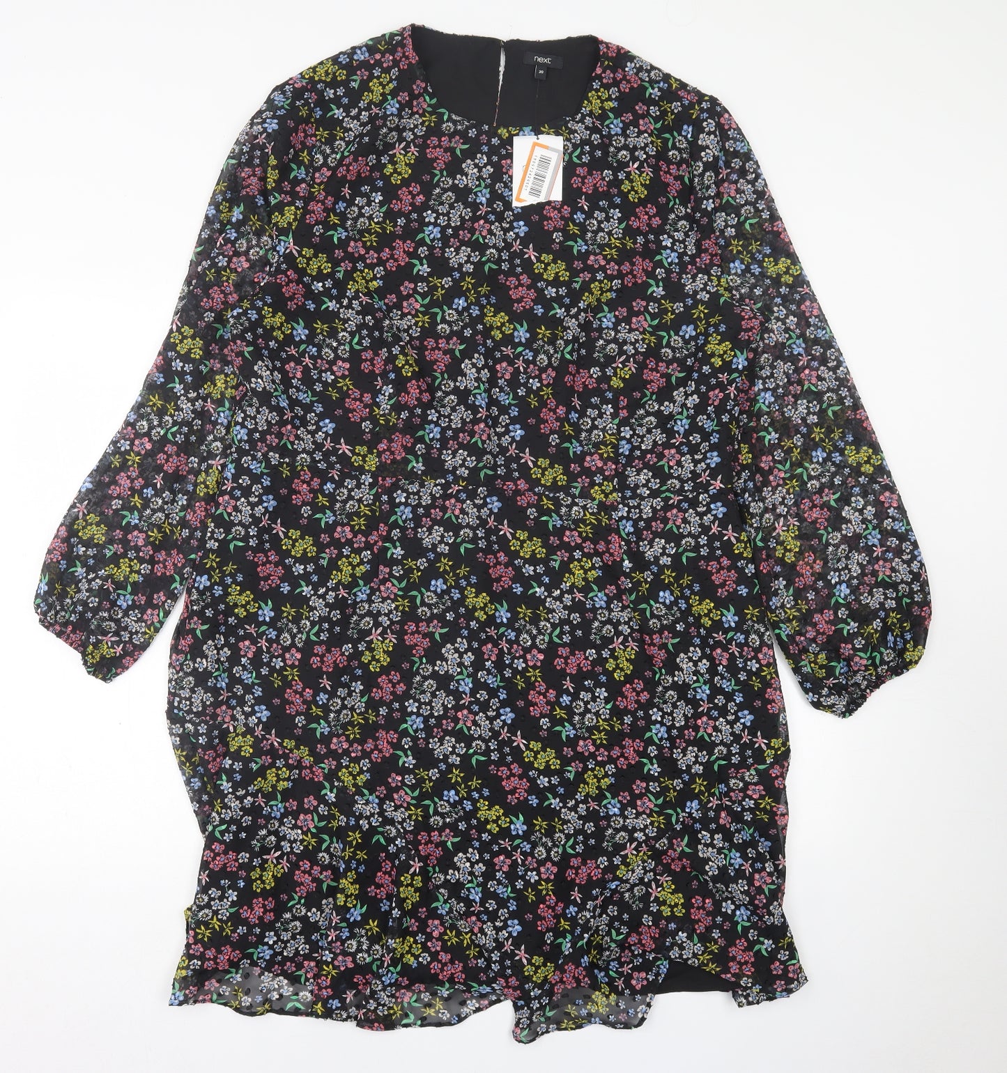 NEXT Womens Multicoloured Floral Polyester A-Line  Size 20  Crew Neck Button